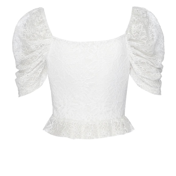NIGHTCAP BHLDN *Tiki* white lace bridal bachelorette crop top blouse XS S - Picture 2 of 7